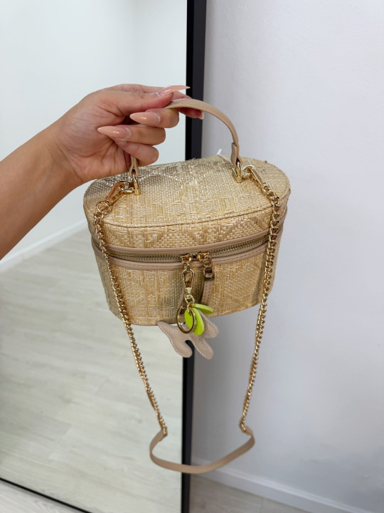BOLSO POUCH RAFIA CAMEL BOLSO POUCH RAFIA CAMEL